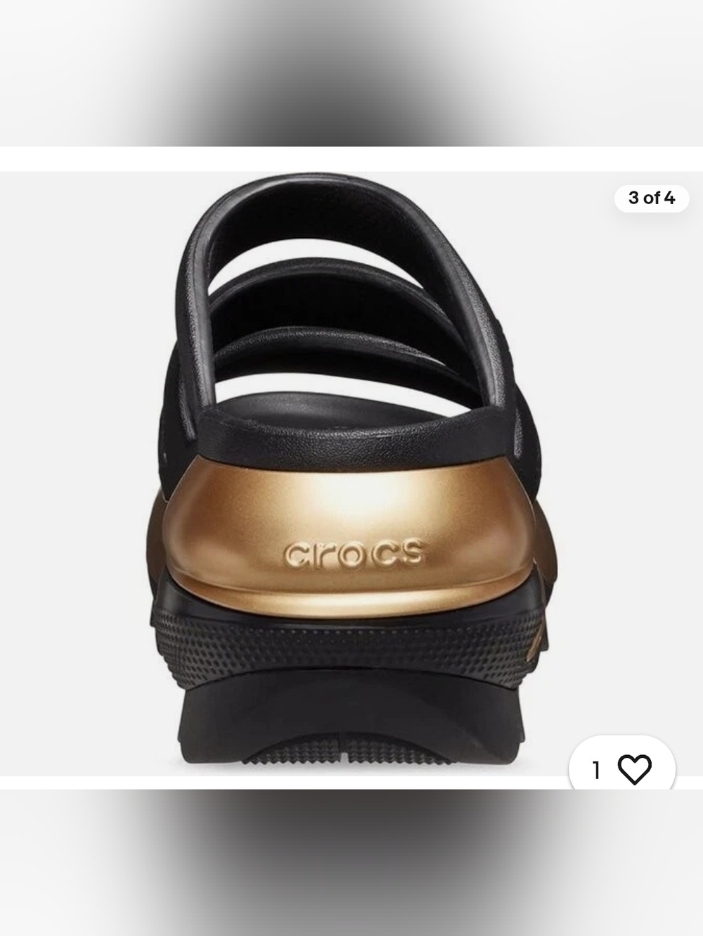 Size 8 Crocs Women’s Black and Gold Platform Slide Sandals - Picture 3 of 8